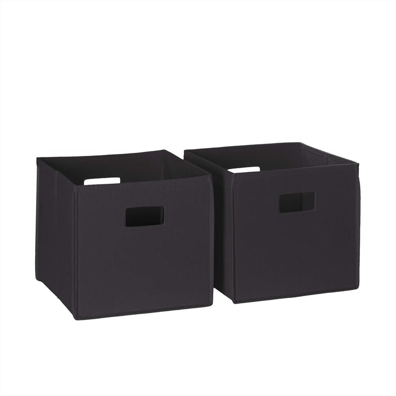 RiverRidge Kids 2pc Fabric Collapsible Storage Cube Organizers with Handles for Playroom Organization - Black - Image 1